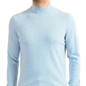 Malo Optimum Men's Ice Blue Wool Cashmere Mockneck Pullover Sweater